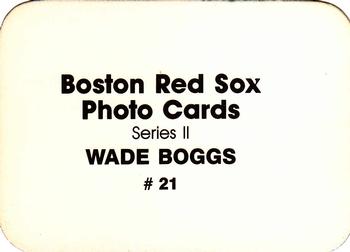 1986 Boston Red Sox Photo Cards (unlicensed) #21 Wade Boggs Back