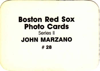 1986 Boston Red Sox Photo Cards (unlicensed) #28 John Marzano Back