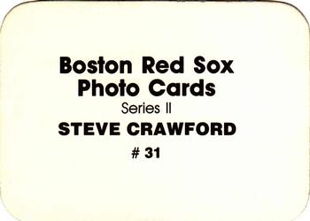 1986 Boston Red Sox Photo Cards (unlicensed) #31 Steve Crawford Back