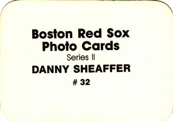 1986 Boston Red Sox Photo Cards (unlicensed) #32 Danny Sheaffer Back