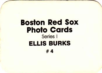 1986 Boston Red Sox Photo Cards (unlicensed) #4 Ellis Burks Back