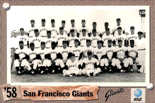 1992 AT&T San Francisco Giants Postcards #NNO 1958 Team Photo Front
