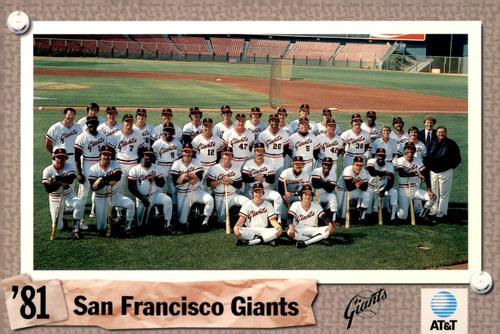 1992 AT&T San Francisco Giants Postcards #NNO 1981 Team Photo Front