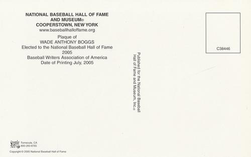 1965-22 Cooperstown Plaque Postcards #NNO Wade Boggs Back