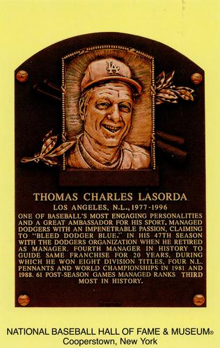 1965-22 Cooperstown Plaque Postcards #NNO Tommy Lasorda Front