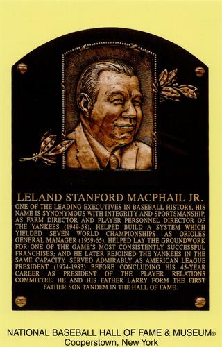1965-22 Cooperstown Plaque Postcards #NNO Lee MacPhail Front