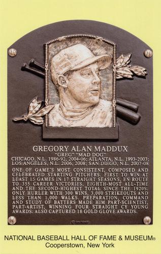 1965-22 Cooperstown Plaque Postcards #NNO Greg Maddux Front