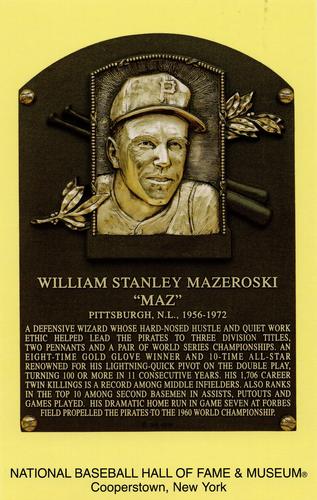 1965-22 Cooperstown Plaque Postcards #NNO Bill Mazeroski Front