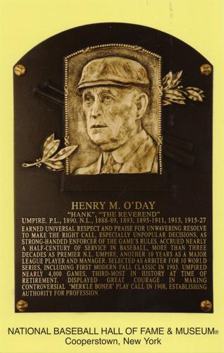 1965-22 Cooperstown Plaque Postcards #NNO Hank O'Day Front