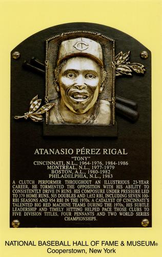 1965-22 Cooperstown Plaque Postcards #NNO Tony Perez Front