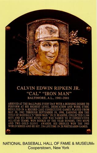 1965-22 Cooperstown Plaque Postcards #NNO Cal Ripken Jr. Front