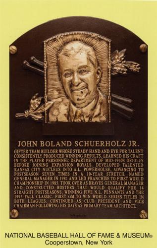 1965-22 Cooperstown Plaque Postcards #NNO John Schuerholz Front
