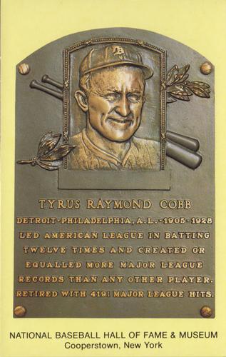 1965-22 Cooperstown Plaque Postcards #NNO Ty Cobb Front