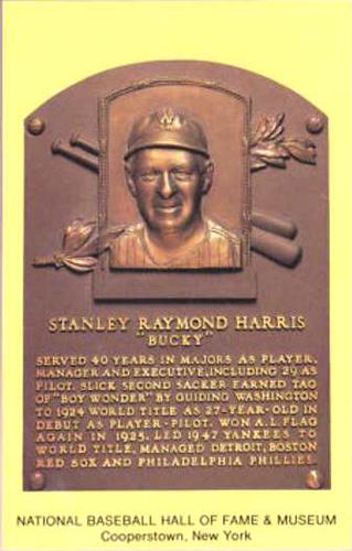 1965-22 Cooperstown Plaque Postcards #NNO  Bucky Harris  Front
