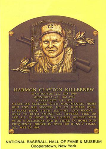 1965-22 Cooperstown Plaque Postcards #NNO Harmon Killebrew Front