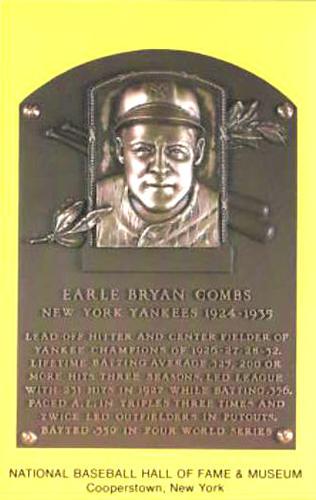 1965-22 Cooperstown Plaque Postcards #NNO Earle Combs Front