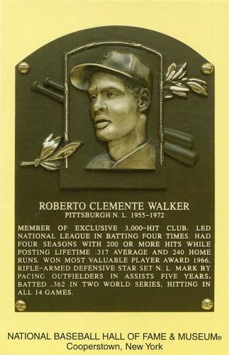 1965-22 Cooperstown Plaque Postcards #NNO Roberto Clemente Front