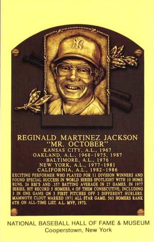 1965-22 Cooperstown Plaque Postcards #NNO Reggie Jackson Front