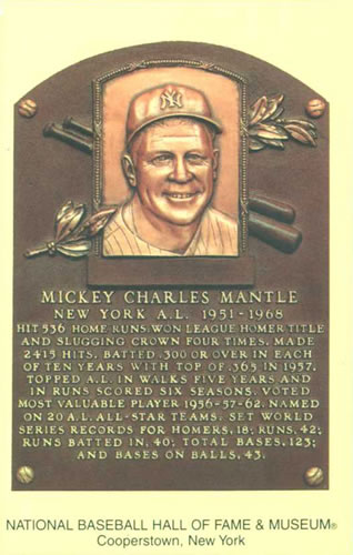 1965-22 Cooperstown Plaque Postcards #NNO  Mickey Mantle  Front