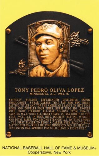1965-22 Cooperstown Plaque Postcards #NNO Tony Oliva Front