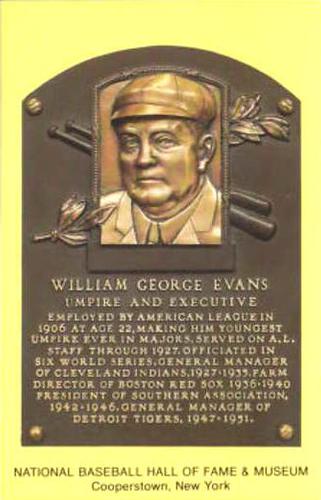 1965-22 Cooperstown Plaque Postcards #NNO Billy Evans Front