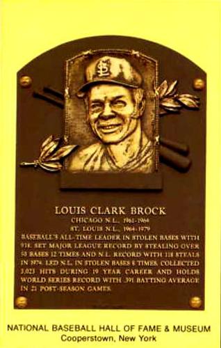 1965-22 Cooperstown Plaque Postcards #NNO Lou Brock Front
