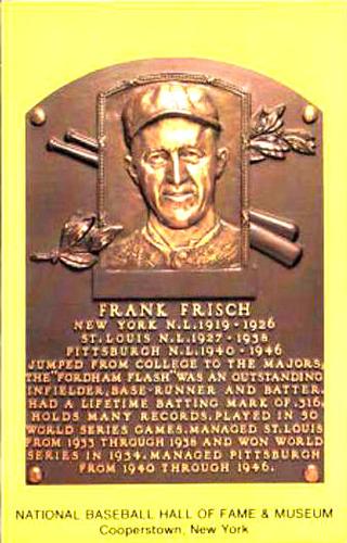 1965-22 Cooperstown Plaque Postcards #NNO Frankie Frisch Front