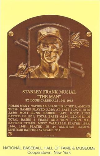 1965-22 Cooperstown Plaque Postcards #NNO Stan Musial Front