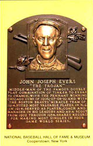 1965-22 Cooperstown Plaque Postcards #NNO Johnny Evers Front