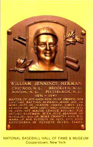 1965-22 Cooperstown Plaque Postcards #NNO Billy Herman Front