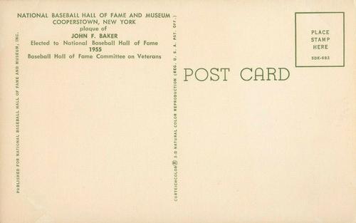 1965-22 Cooperstown Plaque Postcards #NNO Frank Baker Back