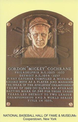1965-22 Cooperstown Plaque Postcards #NNO Mickey Cochrane Front