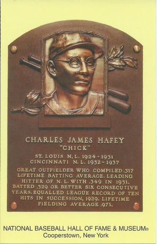 1965-22 Cooperstown Plaque Postcards #NNO Chick Hafey Front