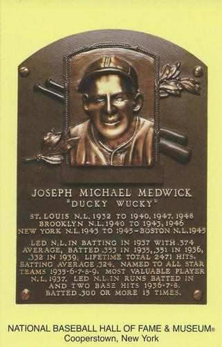 1965-22 Cooperstown Plaque Postcards #NNO Joe Medwick Front