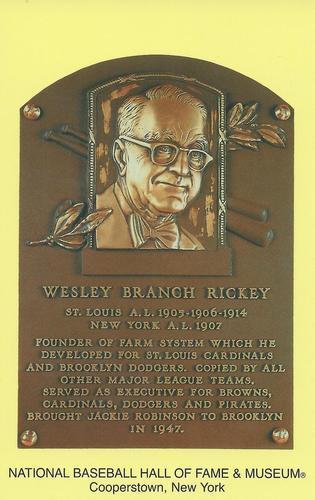 1965-22 Cooperstown Plaque Postcards #NNO  Branch Rickey  Front