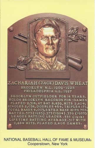 1965-22 Cooperstown Plaque Postcards #NNO Zack Wheat Front