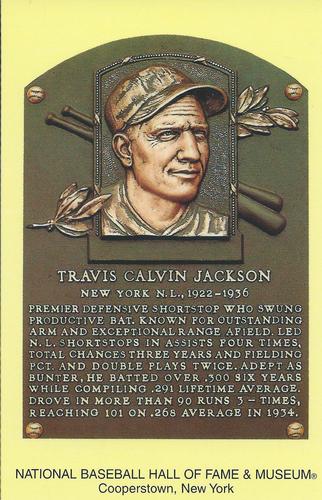1965-22 Cooperstown Plaque Postcards #NNO Travis Jackson Front