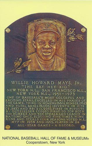 1965-22 Cooperstown Plaque Postcards #NNO Willie Mays Front