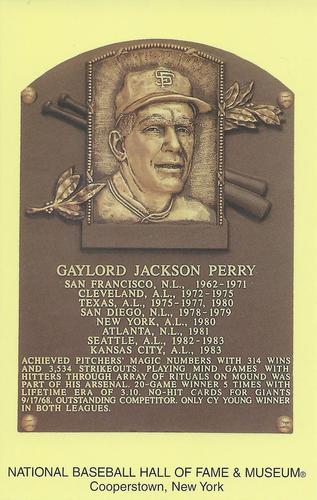 1965-22 Cooperstown Plaque Postcards #NNO Gaylord Perry Front