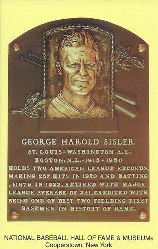 1965-22 Cooperstown Plaque Postcards #NNO George Sisler Front