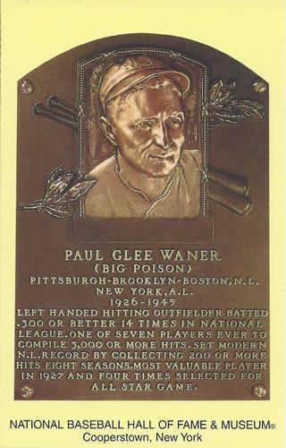 1965-22 Cooperstown Plaque Postcards #NNO Paul Waner Front