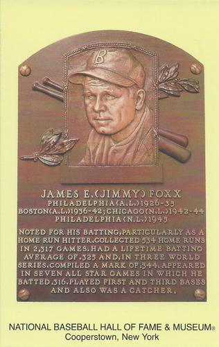 1965-22 Cooperstown Plaque Postcards #NNO Jimmie Foxx Front