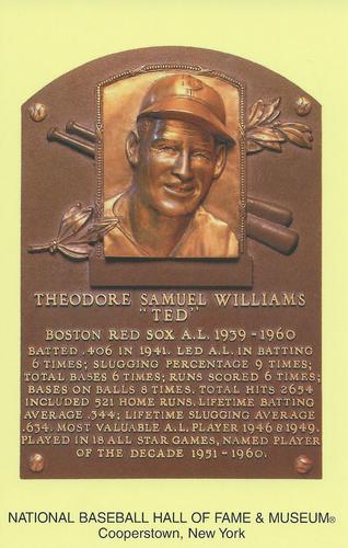 1965-22 Cooperstown Plaque Postcards #NNO Ted Williams Front