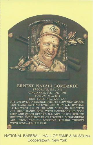 1965-22 Cooperstown Plaque Postcards #NNO Ernie Lombardi Front