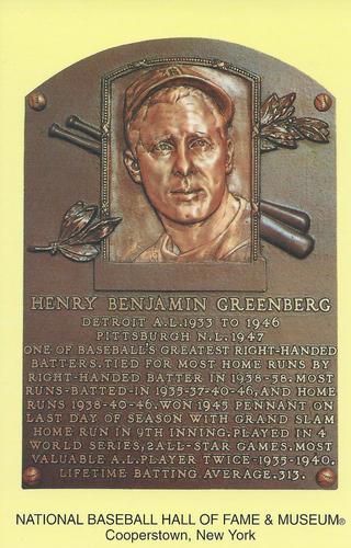 1965-22 Cooperstown Plaque Postcards #NNO Hank Greenberg Front