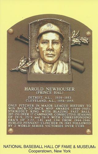 1965-22 Cooperstown Plaque Postcards #NNO Hal Newhouser Front
