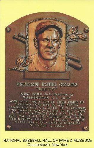 1965-22 Cooperstown Plaque Postcards #NNO Lefty Gomez Front