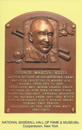 1965-22 Cooperstown Plaque Postcards #NNO  George Weiss  Front