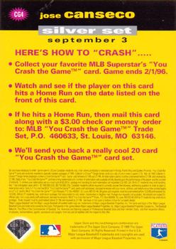 1995 Collector's Choice - You Crash the Game Silver #CG4 Jose Canseco Back