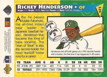 1994 Upper Deck Fun Pack #124 Rickey Henderson Back